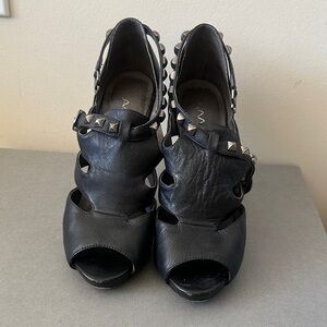Black Studded Women's Shoes 10cm heel